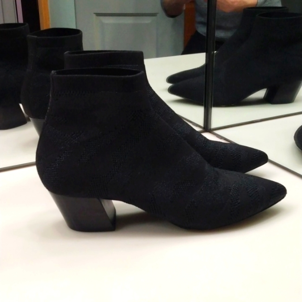 ASH BLACK ELASTICIZED TEXTILE SLIP ON BOOTIE SIZE EU 37 OR US 6.5